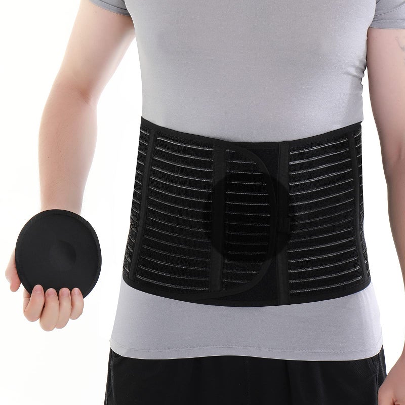 HKJD Umbilical Hernia Belt for Men Women Abdominal Binder Lower Waist Support for Belly Button Hernia Support with Pad Pain and Discomfort Relief from Umbilical Navel Ventral and Incisional Hernias 2437 SM
